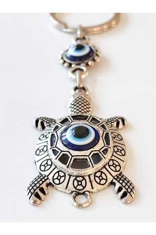 Moncuk Design Nazar Boncuklu Kaplumbağa Metal Anahtarlık