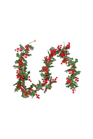 Gajeena Noel Dekoru İçin Yapay Kırmızı Yaban Mersini Ziebağı, 1.8 Metre Uzunlukta, Dekoratif Lifelike Noel Süsü