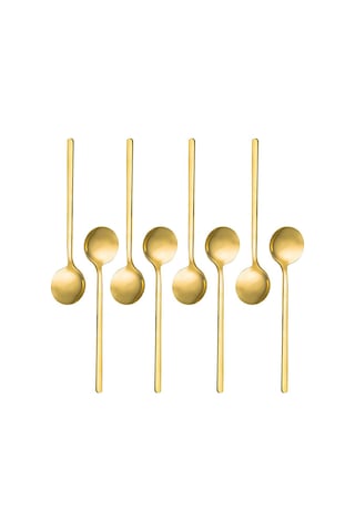 Ranyeek 8 Adet Gümüş Kaplama Paslanmaz Çelik İtalyan Kafe Kaşığı, 13.5 Cm Mini Çay Kaşığı, Kahve, Tatlı, Dondurma İçin, Yıkama Makinesine Uygun Altın