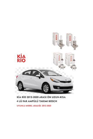 KİA RİO 2012-2020 ARASI ÖN UZUN-KISA 4 LÜ FAR AMPÜLÜ TAKIMI BOSCH