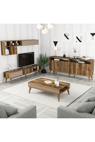 Variant Milan 3'Lü Salon Takımı - Ceviz - Ceviz