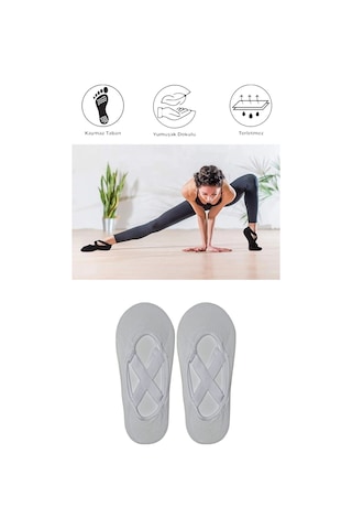 2 Adet Kadın Kaydırmaz Tabanlı Yoga Pilates Fitness Dans Ve Spor Çorabı Beyaz