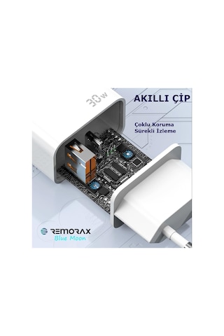 Blue Moon Pd 30watt Hızlı Şarj Aleti, A + C Girişli, Beyaz
