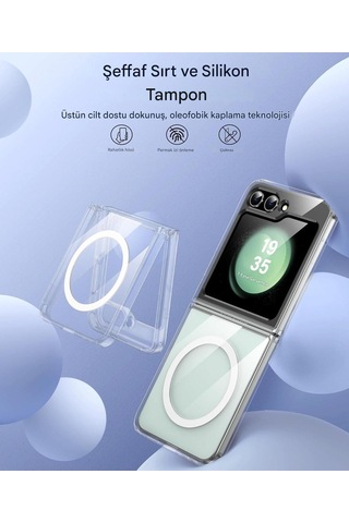 Samsung Uyumlu Z Flip 6 Şeffaf Magsafe Kılıf Safe Şeffaf