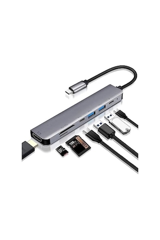 In 1 Usb Type-c Hub Hdmı Girişli Çoklayıcı Alüminyum Gövde İle Taşınabilir Çevirici