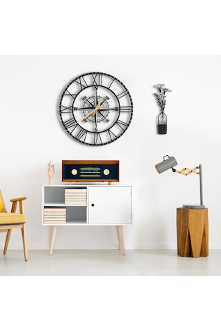 50X50 Dekoratif Duvar Saati + Tablo 35 Cm (482235163) Siyah
