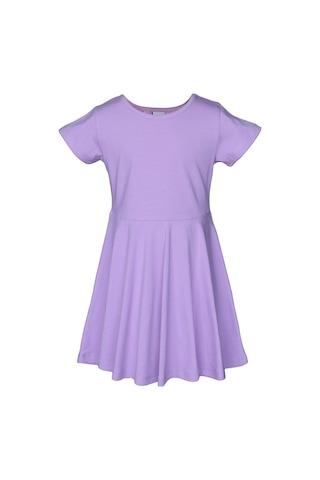 Lovetti Lila Kız Çocuk Düz Basic Kısa Kol Elbise 9560L009 Lila