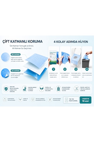 Kullan At 2 Katlı Klozet Kapağı Örtüsü 3x10 Adet Tüm Klozetlerle Uyumlu Xxl