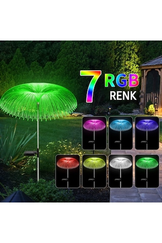 Robeve Rgb Bahçe Aydınlatması Direk Solar Aydınlatma Denizanası Güneş Enerjili Aydınlatma Led Işık 7 Renk 1 Adet
