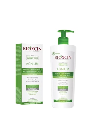 Bioxcin Acnium Sebium Dengeleyici Yüz Yıkama Jeli 500 ML + Bioxcin Acnium Sebum Dengeleyici ve Nemlendirici Krem 50 ML