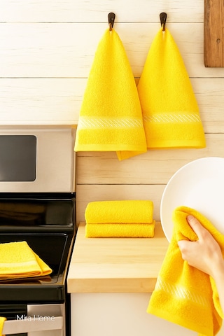 4 Lü Mutfak Kurulama Havlusu Bezi 30x30 Cm Sarı