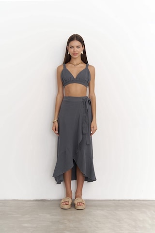 Mai Collection Mai Studios Co. Adelina Antrasit Müslin Crop-etek Takım Antrasit