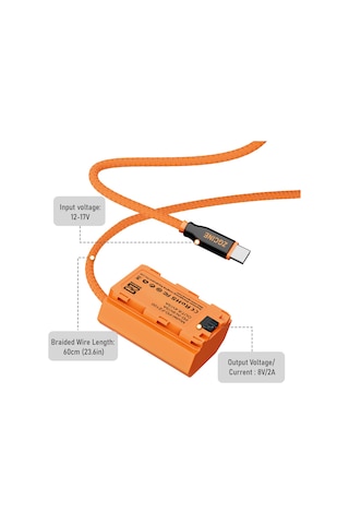 Gajeena Zgcıne Np-fz100 Type-c Taklit Pil, 8v 2a Regüle Çıkış, Sony A7/a9/a1/fx3/a6600 Ve Diğer Modeller İçin 60cm Kablolu Simülasyon Bataryası