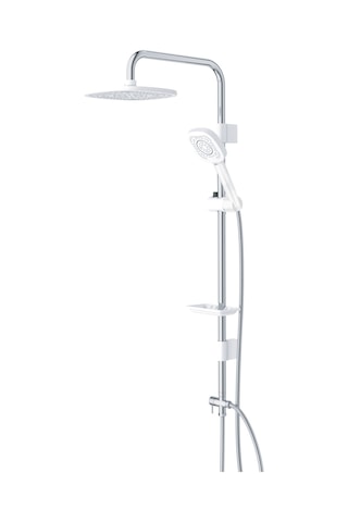 Coral Soft Tepe Başlıklı Duş Sistemi Seti Beyaz Krom