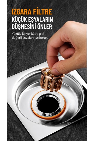 Gider Matik - Lavabo Yer Gideri Koku Engelleyici Süzgeci - Haşere Engelleyici - Su İle Açılıp Kapanan Kapak - Güçlü Su Sızdırmaz Conta 1