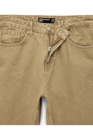 Koton Pamuklu Bol Normal Bel Oversize Baggy Jean Pantolon Deve Tüyü 7wam40137nd Taba
