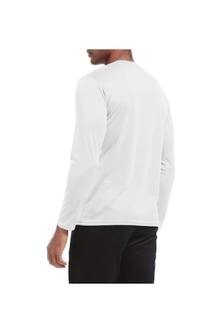 Ghassy Co. Erkek %100 Pamuklu Likralı Esnek Spor Koşu Günlük Antrenman Uzun Kollu Penye T-shirt Beyaz