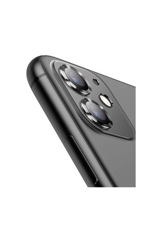 Buff Apple Uyumlu iPhone 11 / 12 / 12 Mini Kamera Metal Lens Koruyucu Siyah
