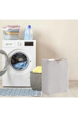 Pazly Suntek Çok Amaçlı Katlanabilir Çamaşır Sepeti, Ev Dolap Banyo Gri Gri