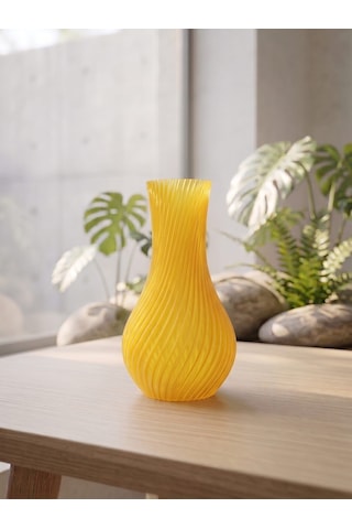Dekoratif Vazo, 15 cm, 3D Baskı (Parlak Sarı)