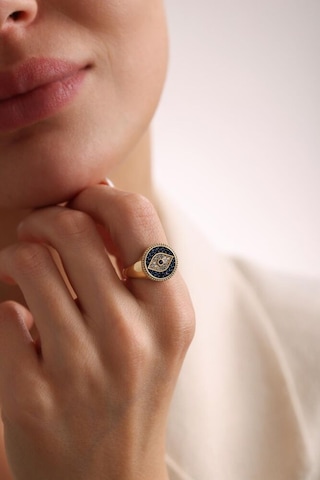 Evil Eye Altın Yüzük Opal Taş Özel Tasarım T13595 Renkli