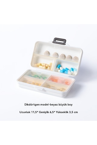 Taşınabilir İlaç Dağıtım Kutusu-beyaz Dikdörtgen