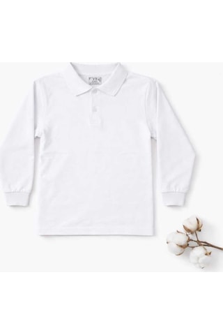 Store Beyaz Polo Yaka Uzunkol T-shirt Beyaz