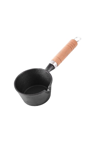 Mini Tereyağı Eritme Tencere Yuvarlak Sağlam Dökme Demir Damlatmayan Ağız Ahşap Saplı Omlet Kızartma Tavası Ev Mutfak Yemek Pişirme İçin Diğer