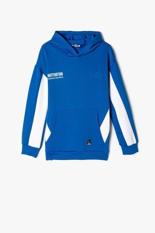 Koton Erkek Çocuk Kapşonlu Sweatshirt Kanguru Cepli Uzun Kollu Saks Mavi
