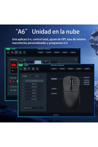 Freewolf A6 Kablosuz Oyuncu Mouse Paw3311 1000 Hz 24000 Dpı Profesyonel Bluetooth Üç Modlu Bağlantı -