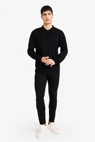 Defacto Regular Fit Polo Yaka Yarım Fermuarlı Sweatshirt F2254ax25wnbk81 Siyah-bk81