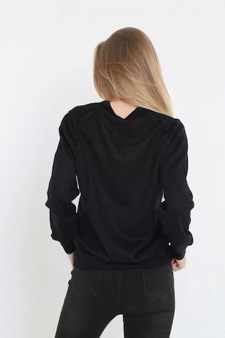 Blacktree Unisex Uzun Kol V Yaka Triko Kazak - Siyah Siyah