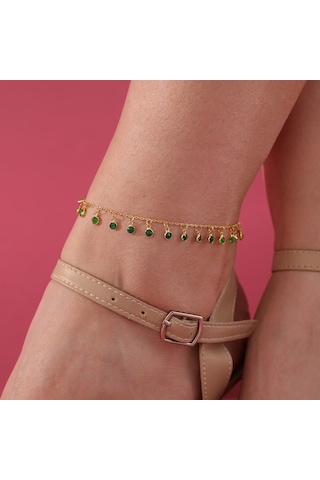 925 Ayar Gümüş Sallantılı Yeşil Renk Geçişli Hal Hal Gold