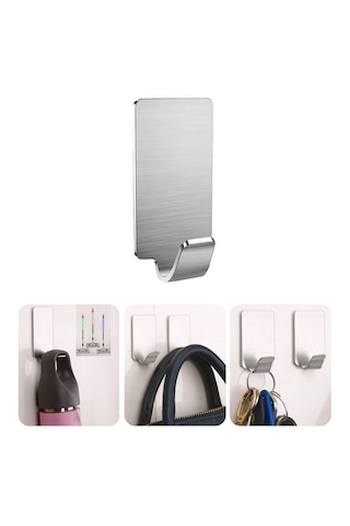 Yapışkanlı Metal Banyo Mutfak Eşya Askılığı Al4468-1 Adet Gümüş