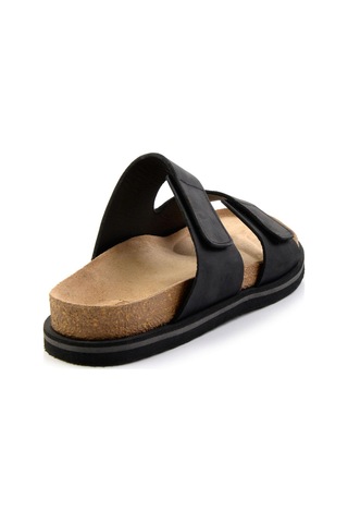 Bambi Siyah Leather Erkek Terlik E04801200101 Siyah