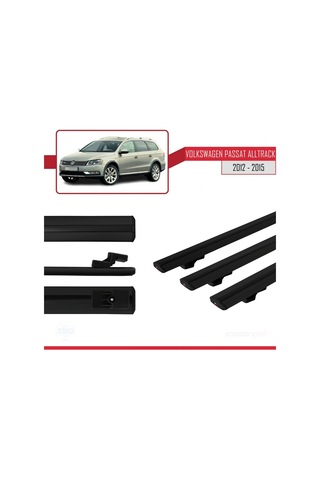 Volkswagen Passat Alltrack B7 2012-2015 Arası İle Uyumlu Basic Model Ara Atkı Tavan Barı Siyah 3 Adet
