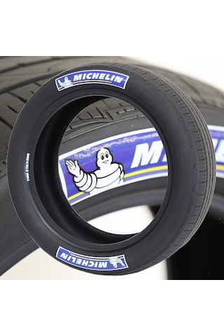 Yeni Model Michelin Mavi Beyaz Büyük Boy 3.2 Cm Lastik Yazısı Etiket Beyaz Yanak 4 Adet