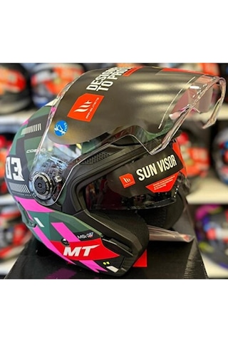 Mt Cosmo Sv Sergio Garcia D18 Mat Açık Kask Haki - Pembe