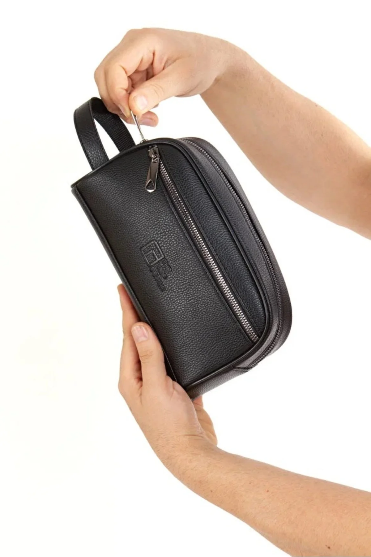 Esvelans Siyah Vegan Deri Kişisel Bakım, Kozmetik Ve Geniş Günlük El Çantası, Portföy & Clutch Çanta