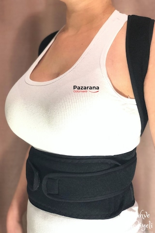 Overpazar Unisex Siyah Dik Duruş Durma Ortopedik Bel Ve Sırt Destek Korsesi Siyah