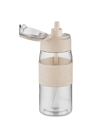 Shotay Şeffaf Kapaklı Şeritli Trıtan Matara 600 Ml. Beyaz