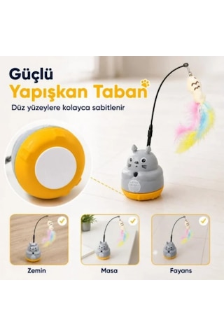 Otomatik Kedi Oyuncağı Ve İnteraktif Kedi Oltalama Seti - 360 Hareketli Esnek Çubuklu Eğlenceli Kedi Oyun Topu, Yavru Ve Yetişkin Kediler İçin Zeka Geliştirici Avcılık Oyuncağı