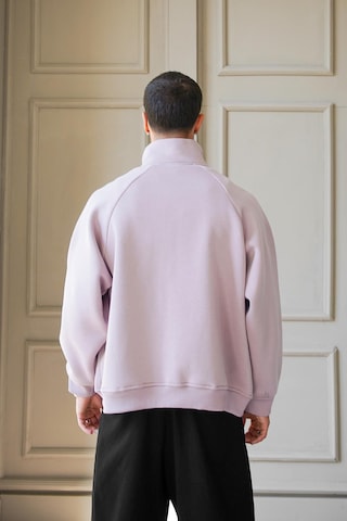 Mürdüm Cozy Basic Çift Fermuar Oversize Sweatshirt Mürdüm