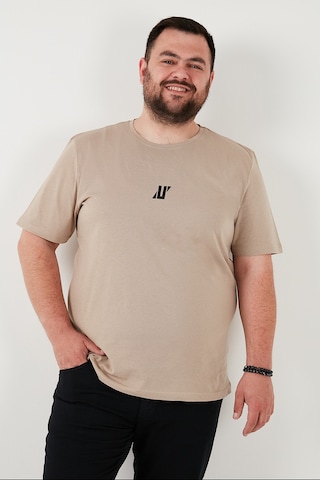 Buratti Pamuklu Regular Fit Bisiklet Yaka Büyük Beden Erkek T Shirt 5902753B Vizon