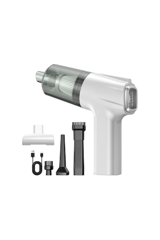 Araba Elektrikli Süpürge El Kompakt Güçlü Temizleme Aracı Araba Ve Ev Kullanımı İçin Beyaz