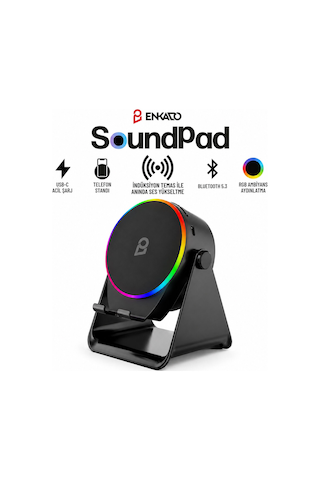 Soundpad 5ın1 - 5w - 2000mah Temas İle Ses Yükseltme - Telefon Stand - Usb-c Şarj Siyah İndiksiyon Ses Yükseltici Bluetooth Hoparlör Speaker Ekd-s10 5705