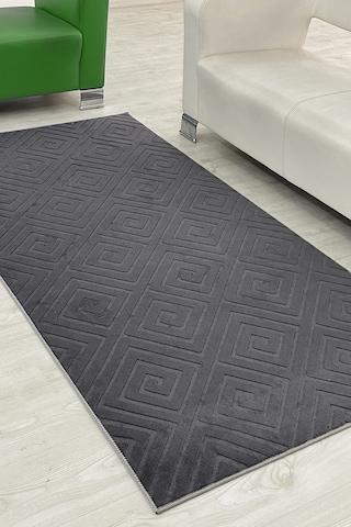 Lüle Halı Delüx Kabartmalı Düz Renk Üstün Kalite De Kaymaz Tabanlı Yolluk Halı Antrasit