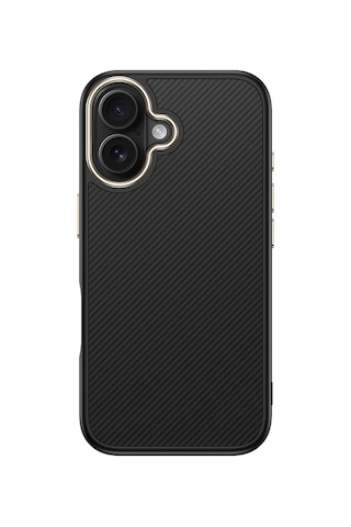 Apple Uyumlu iPhone 16 Plus Kılıf M-safe Şarj Özellikli Karbon Fiber Görünümlü Tchs Antina Kapak - Siyah Siyah