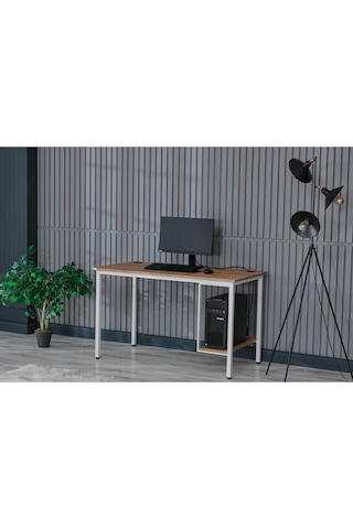 Bilgisayar Masası Sağ Sol Yönlü Pc Kasa Raflı Beyaz