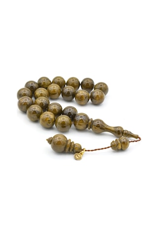 Vefa Usta İmzalı Küre Kesim Yeşil Sıkma Kehribar Efe Maskot Tesbih Yeşil